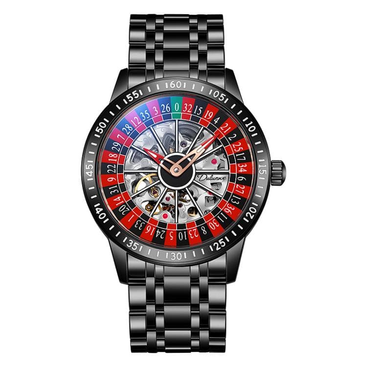 Dulunwe 6061A 30m Waterproof Rotating Dial Mechanical Watch, Color: Black Steel Strap