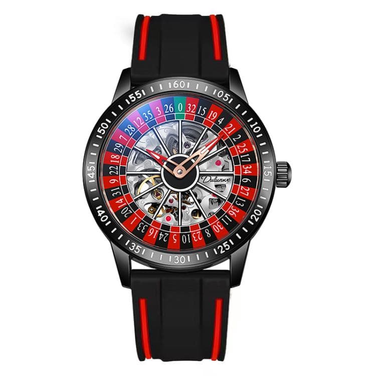 Dulunwe 6061A 30m Waterproof Rotating Dial Mechanical Watch, Color: Black Two-color Strap
