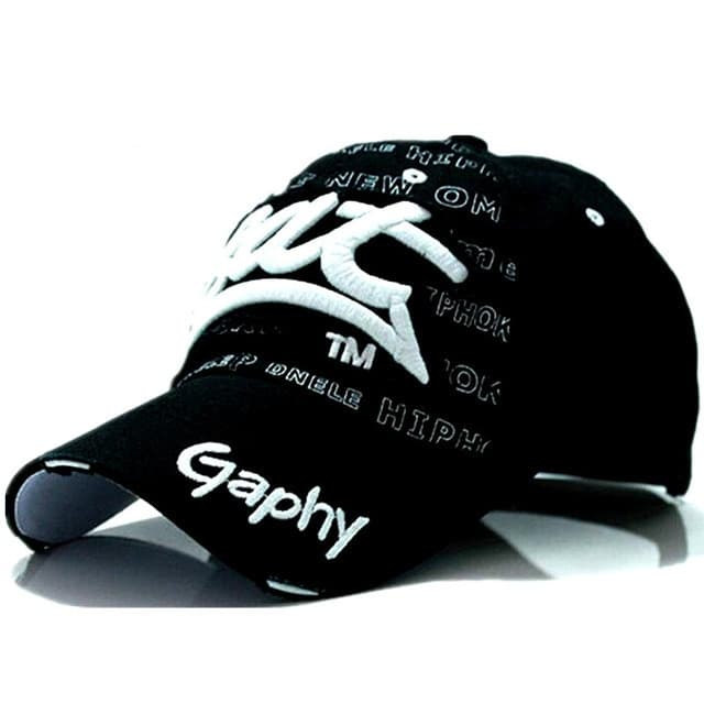 Embroidery Letter Pattern Adjustable Curved Eaves Baseball Cap, Head Circumference: 54-62cm(black white)