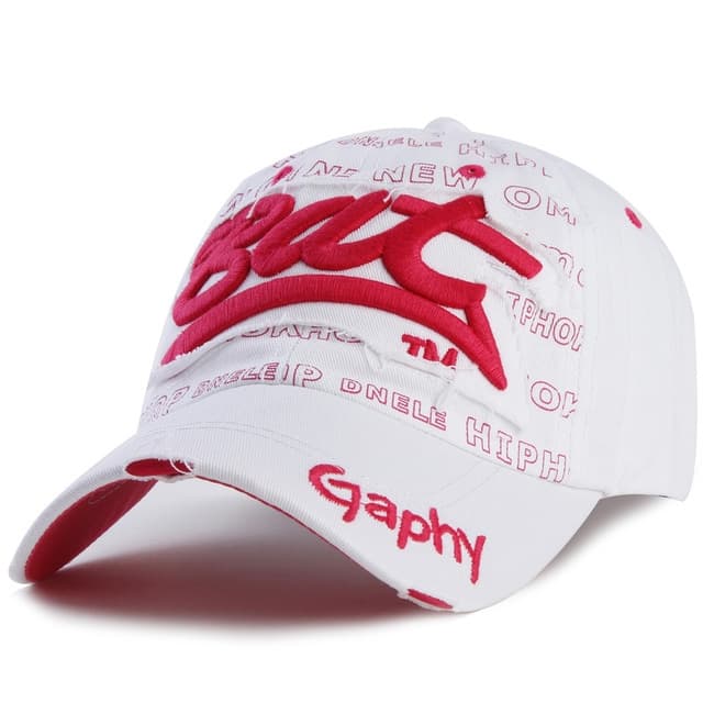Embroidery Letter Pattern Adjustable Curved Eaves Baseball Cap, Head Circumference: 54-62cm(white red)