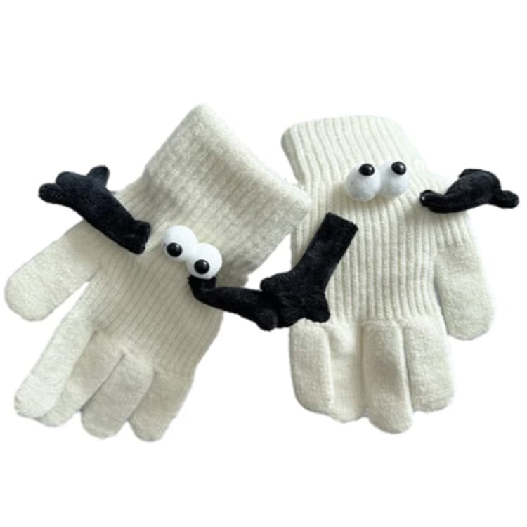 Fall Winter Couple Students Magnetic Warm Gloves Cute Dolls Outdoor Hand In Hand Mittens