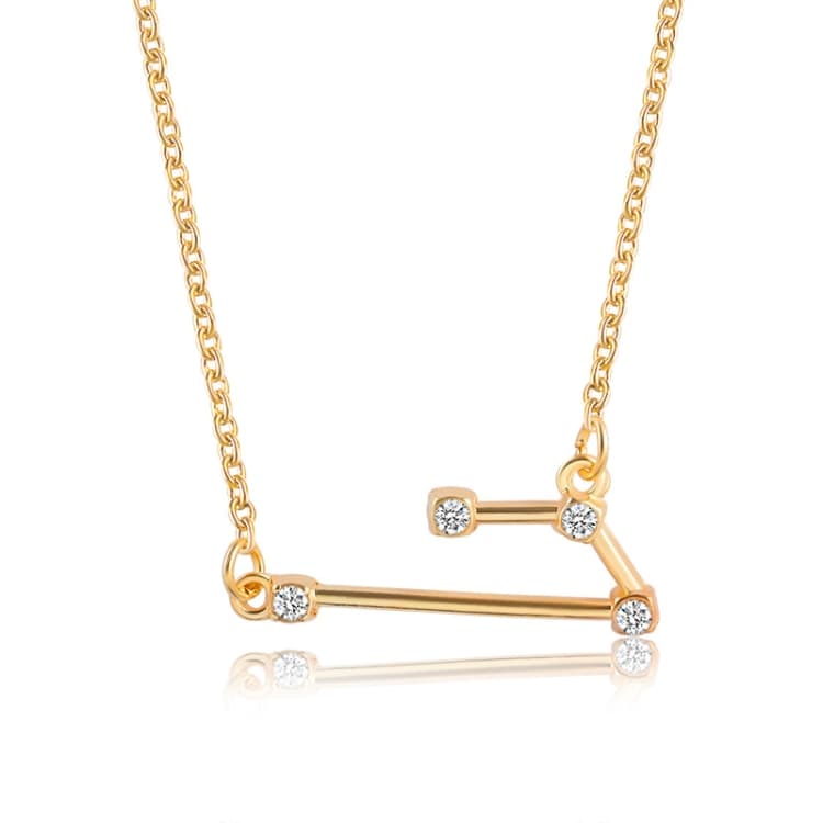 Collana corta con ciondolo Zircone Fashion Guardiano Zodiacale (Ariete-Oro)
