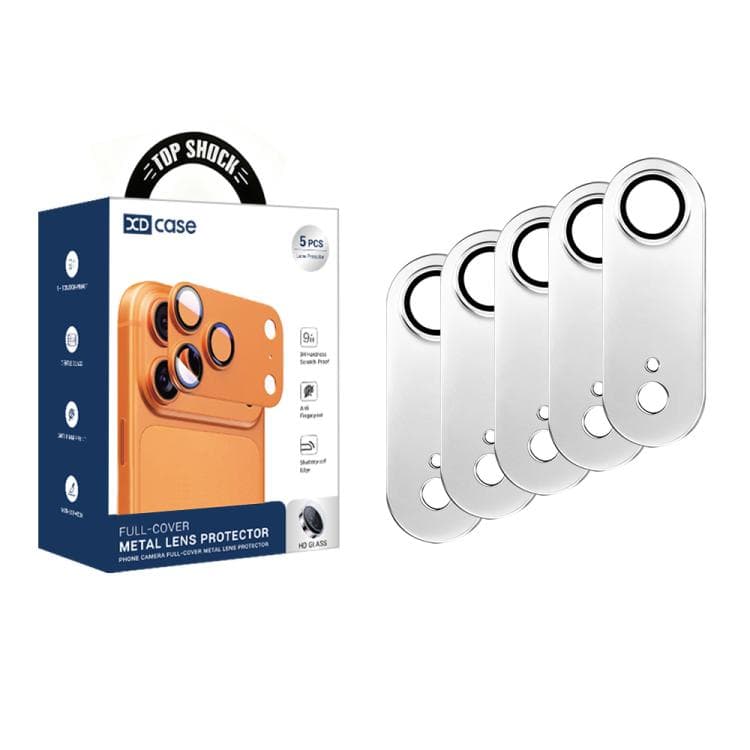 For iPhone Air XDcase 5pcs Armor Full-Coverage Frosted Metal Camera Lens Ring Film(Silver)
