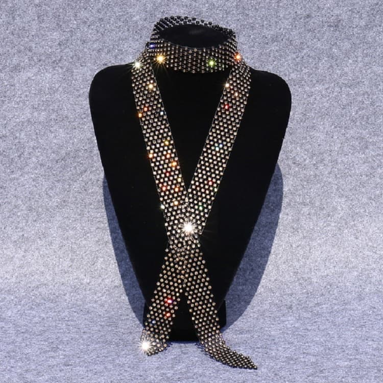 Accessori per costume da ballo con strass e fiocco a farfalla in oro e diamante su nero per donna