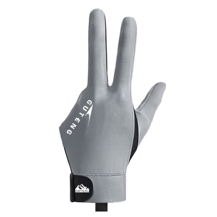 Guanto da biliardo GUTENG a tre dita, sottile, traspirante, resistente all'usura e antiscivolo, stile: mano sinistra a dita intere (grigio)