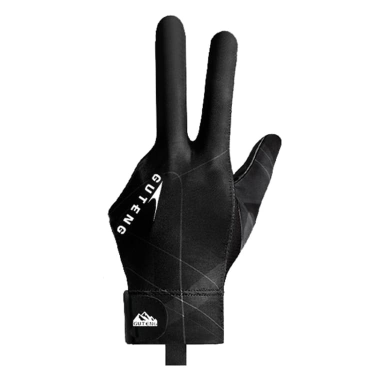 Guanto da biliardo GUTENG a tre dita, sottile, traspirante, resistente all'usura e antiscivolo, stile: mano sinistra a dita intere (nero stampato)