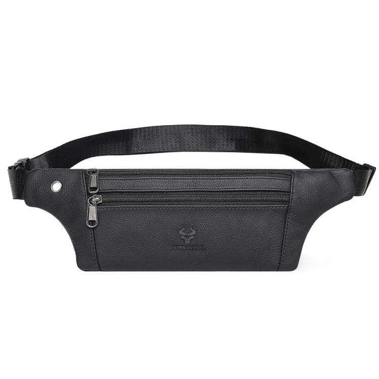 HUMERPAUL MH483 Men Leather Waist Bag Multifunctional Casual Crossbody Bag(Black)