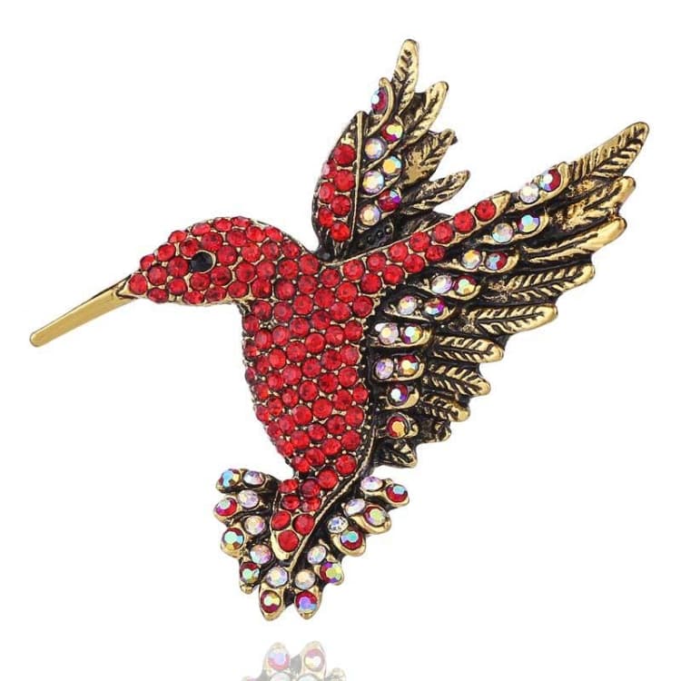 Spilla a forma di ape e uccello intarsiata, spilla per abbigliamento personalizzata, fibbia per sciarpa (diamante rosso)