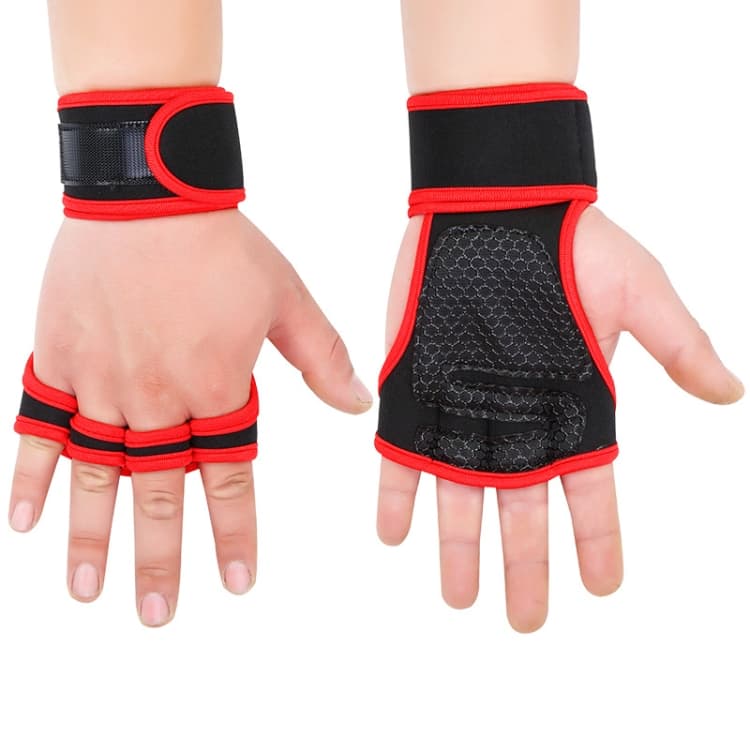 Manubrio L per sollevamento pesi, barra orizzontale, anticallosità, antiscivolo, polso, fitness, guanti a quattro dita (rosso)