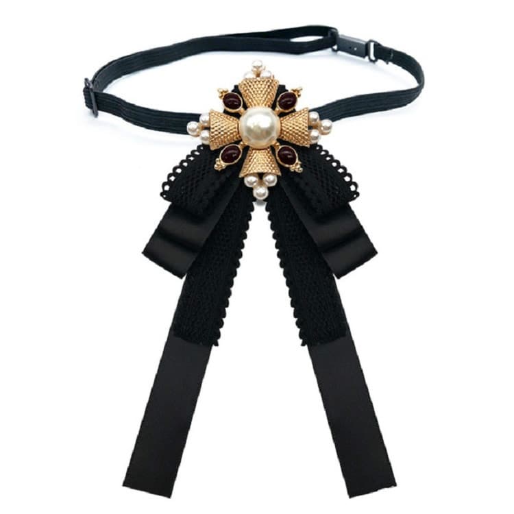 Spilla in stoffa a fiocco con nodo a farfalla per donna, accessori per costumi, stile: cinture a cravatta (nero)