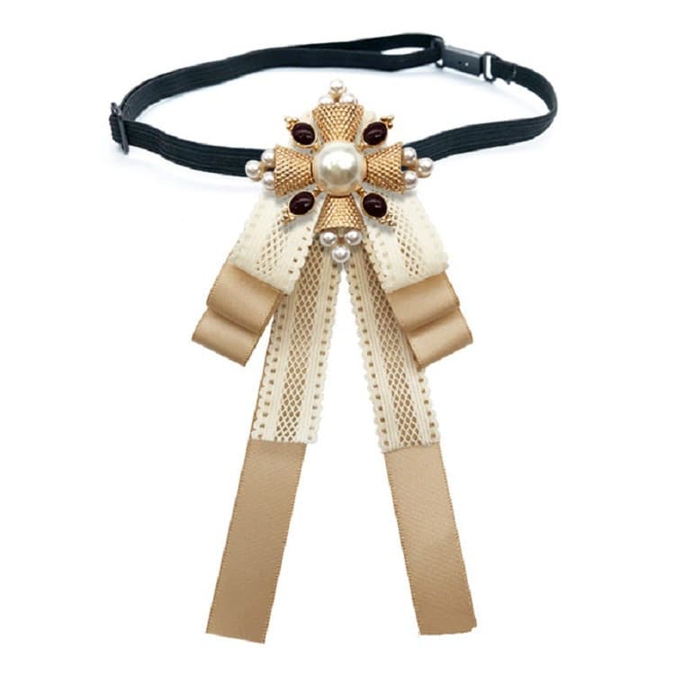 Spilla in stoffa da donna con fiocco a nodo e pizzo, accessori per costumi, stile: Cinture a fiocco (Champagne)