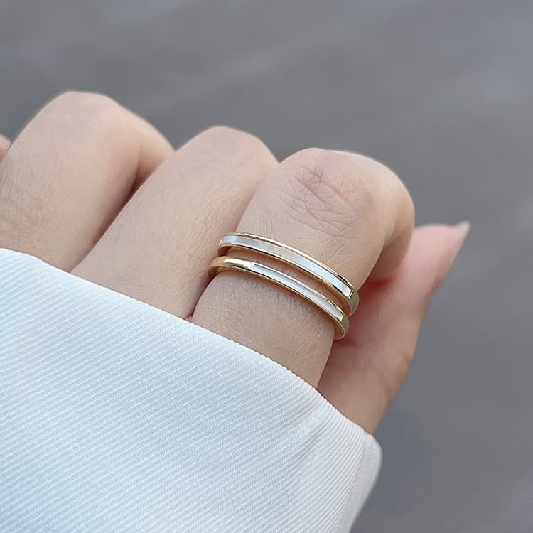 Ladies Light Luxury Pearl Butterfly Opening Adjustable Combination Ring, Specification:J2579