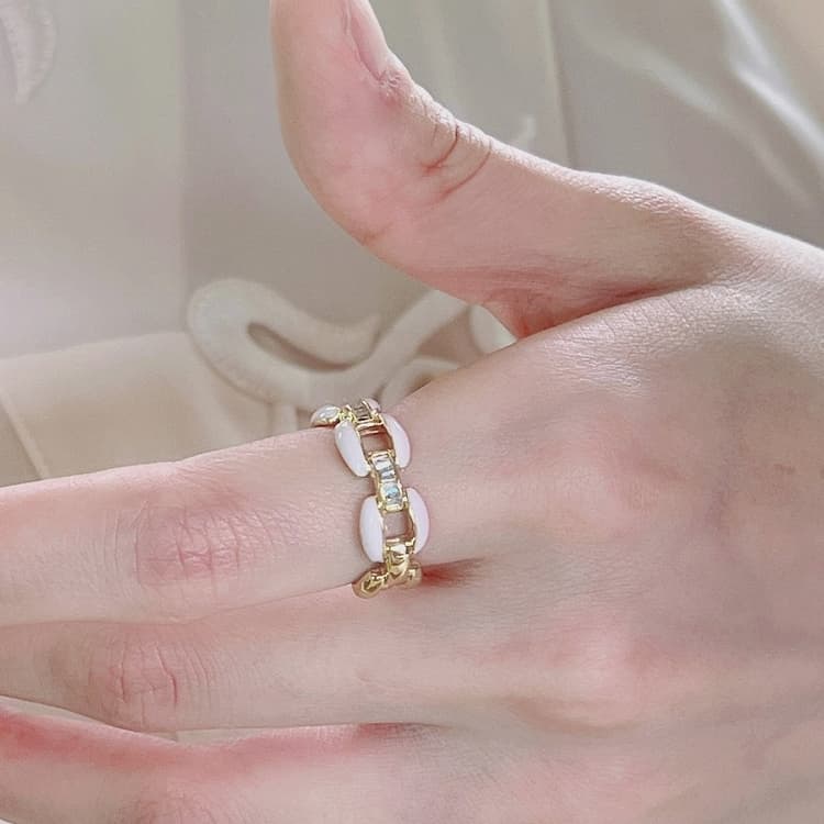 Ladies Light Luxury Pearl Butterfly Opening Adjustable Combination Ring, Specification:J3326