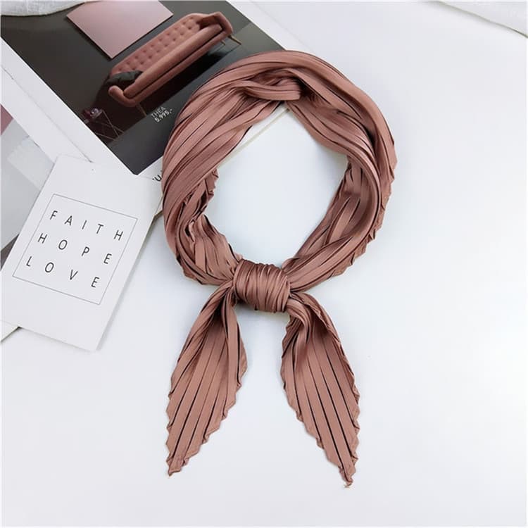 Ladies Retro Style Pleated Diamond Square Scarf Silk Scarf, Length: 70cm(Dark Pink)