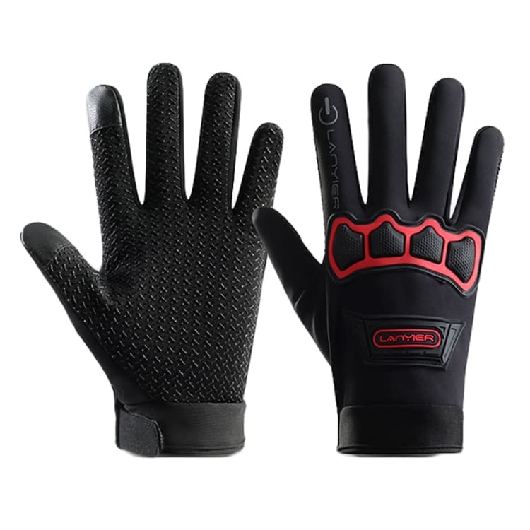 LANYIER Fall Winter Motorcycle Outdoor Riding Gloves Men Velvet Warm Non-slip Touch Screen Windproof Gloves