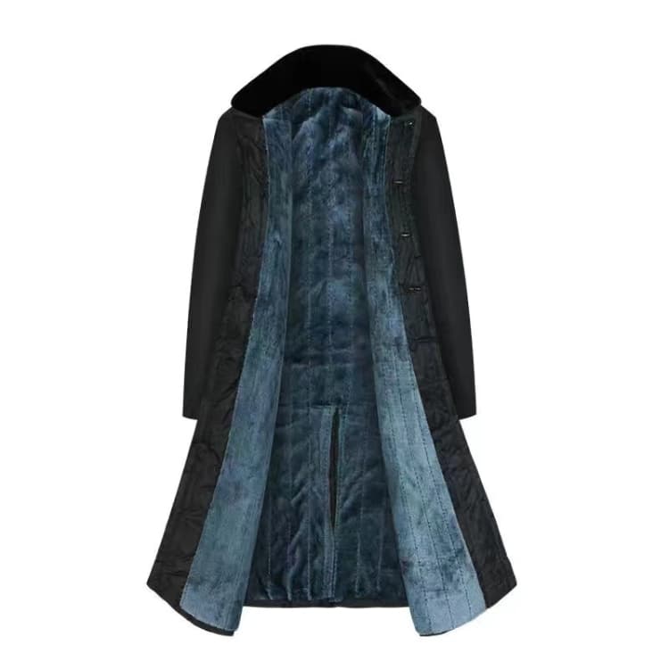 Cappotto lungo in cotone per soccorso civile, antivento, allungato, antipioggia, pile termico, colore: Nero (smontabile)