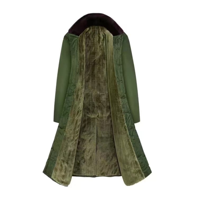 Cappotto lungo in cotone per soccorso civile, antivento, allungato, termico, con pile, imbottito, colore: Verde
