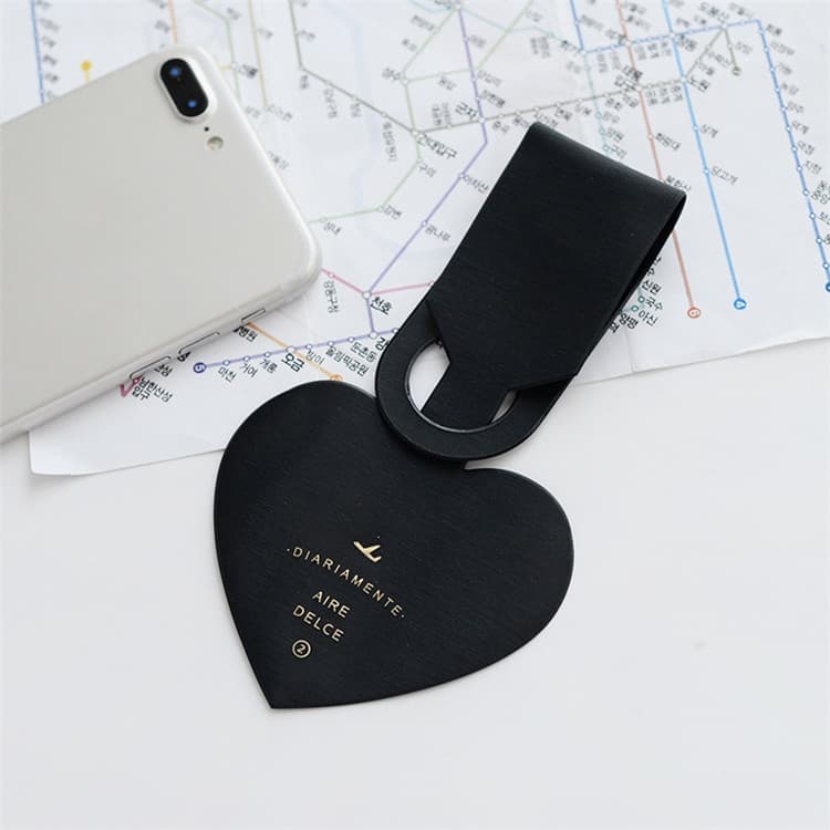 Love Shape Luggage Tag Travel Pass Name Card Tag(Black)