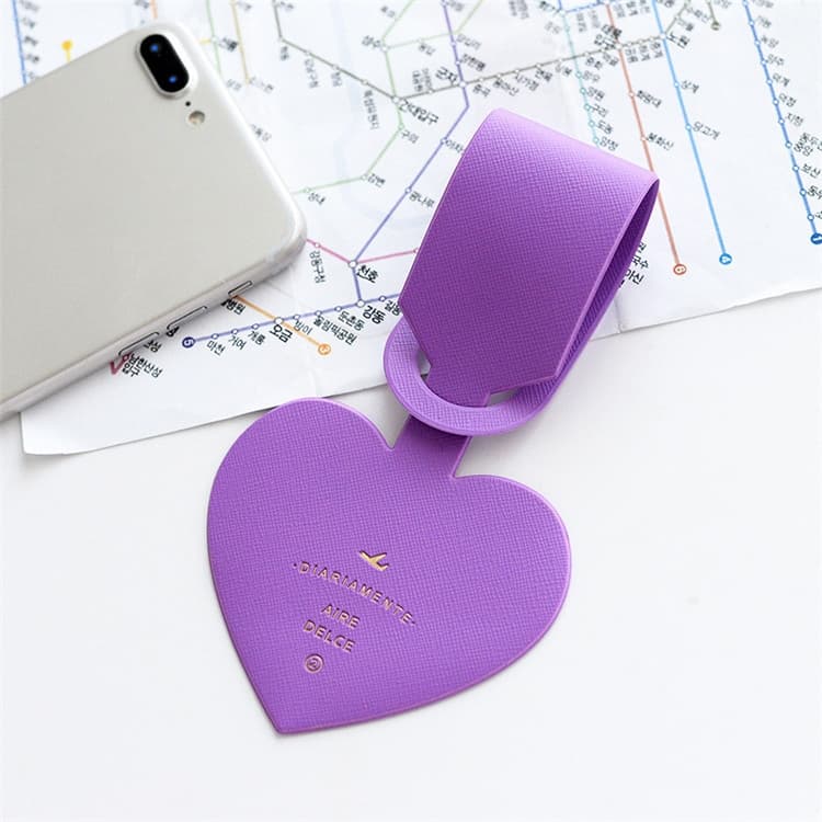 Love Shape Luggage Tag Travel Pass Name Card Tag(Purple)