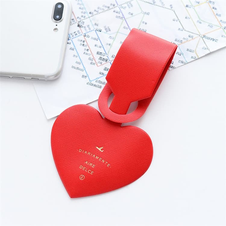 Love Shape Luggage Tag Travel Pass Name Card Tag(Red)