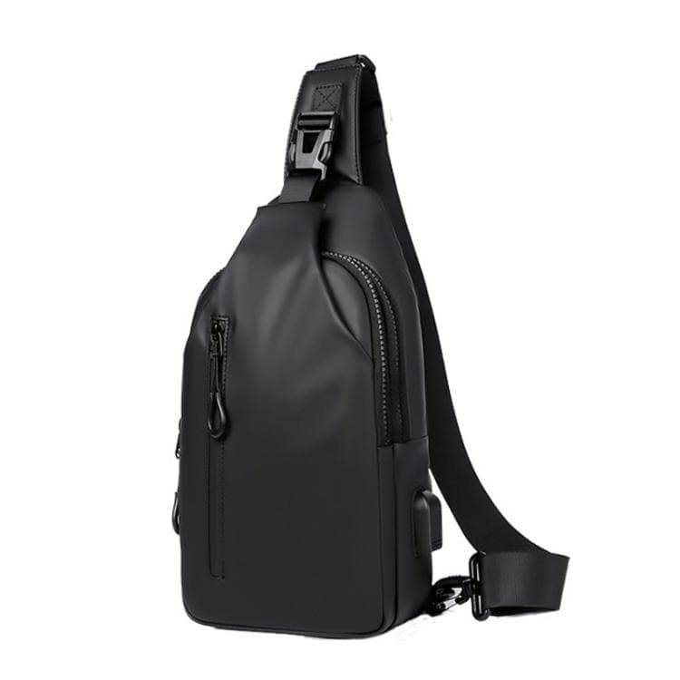 Men Anti-theft Chest Bag Water-Resistant Outdoor Sling Backpack with USB Charging Port(0126 Black)