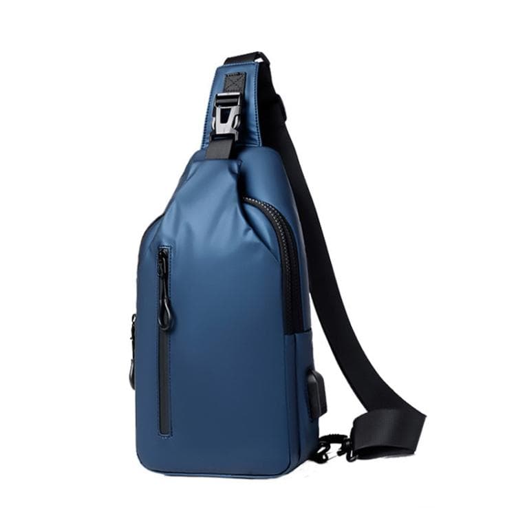 Men Anti-theft Chest Bag Water-Resistant Outdoor Sling Backpack with USB Charging Port(0126 Blue)