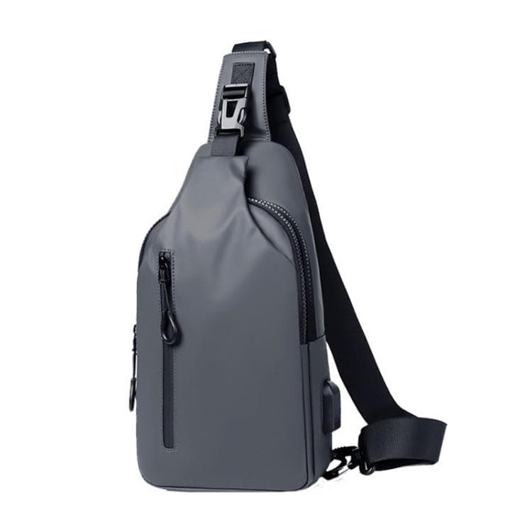 Men Anti-theft Chest Bag Water-Resistant Outdoor Sling Backpack with USB Charging Port(0126 Gray)