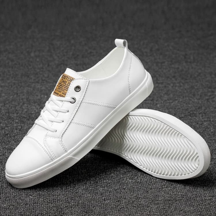 Scarpe casual in microfibra con tomaia in pelle semplice e colori solidi per uomo (Colore: Bianco Taglia: 42)