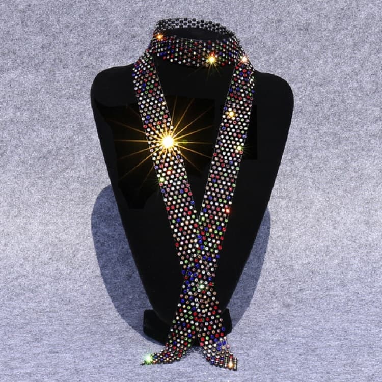 Accessori per costume da ballo con diamanti misti su nero, strass e fiocco a farfalla per donna