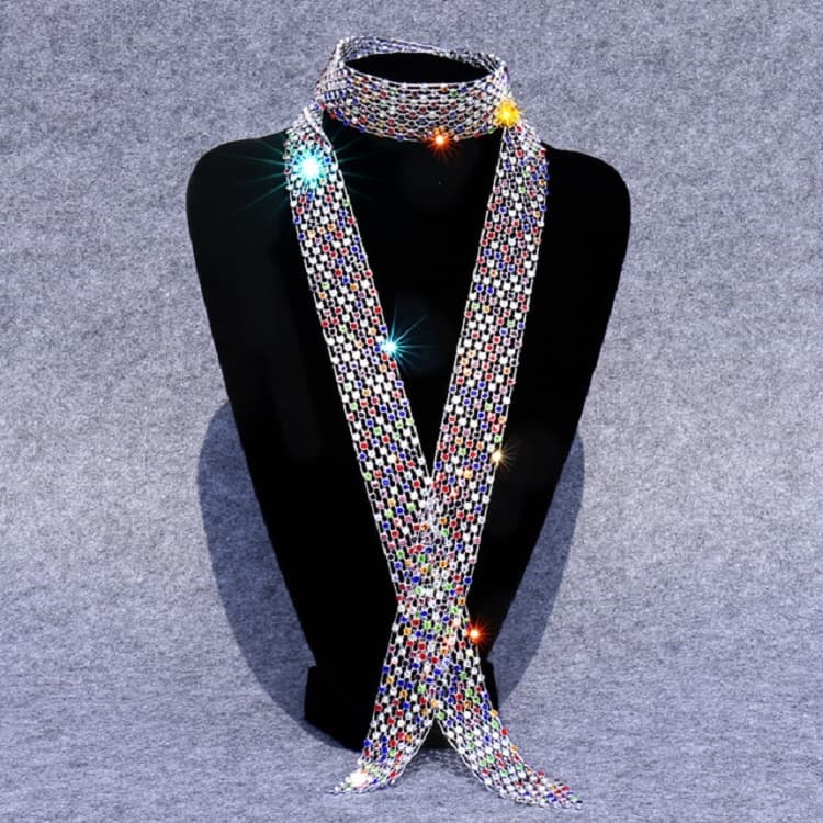 Accessori per costume da ballo con strass e fiocco a farfalla in sequin, diamante misto su argento, per donna