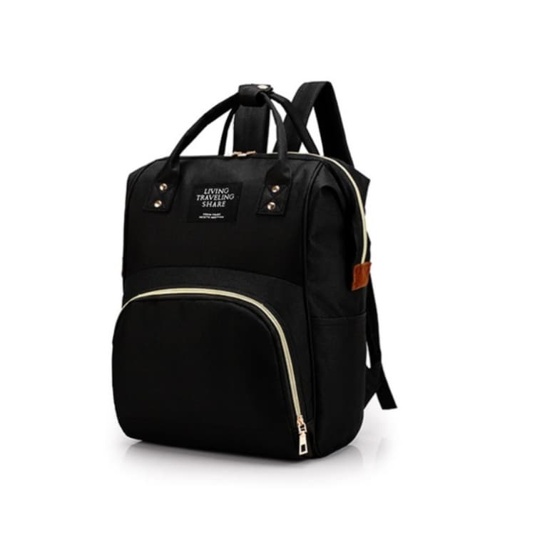 Mummy Bag Large Capacity Multifunctional Backpack Waterproof Baby Bottle Diaper Bag(Black)