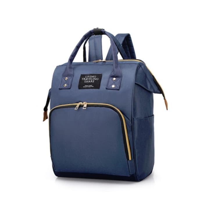 Mummy Bag Large Capacity Multifunctional Backpack Waterproof Baby Bottle Diaper Bag(Dark Blue)