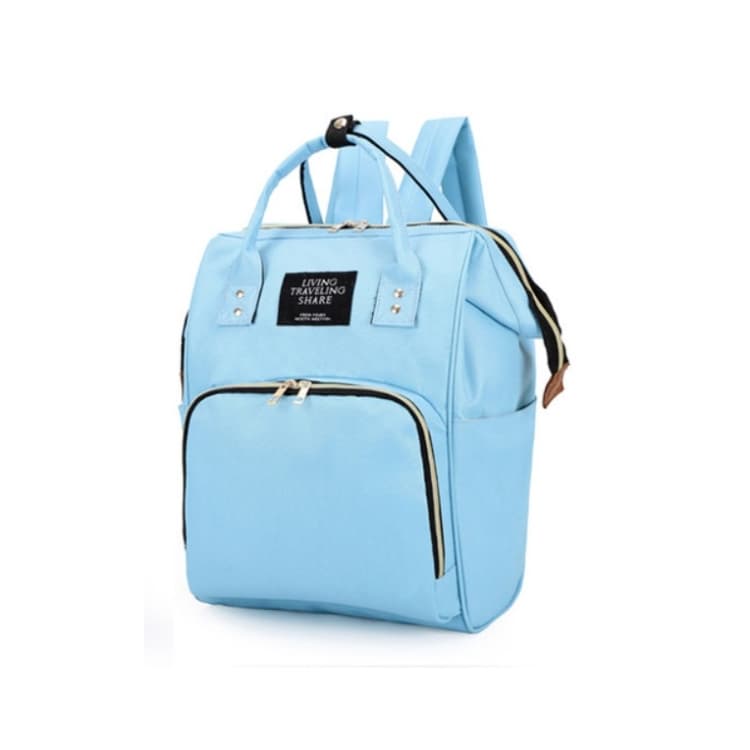 Mummy Bag Large Capacity Multifunctional Backpack Waterproof Baby Bottle Diaper Bag(Light Blue)