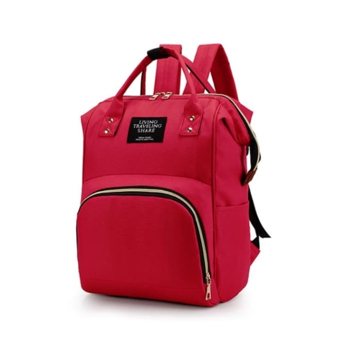 Mummy Bag Large Capacity Multifunctional Backpack Waterproof Baby Bottle Diaper Bag(Red)