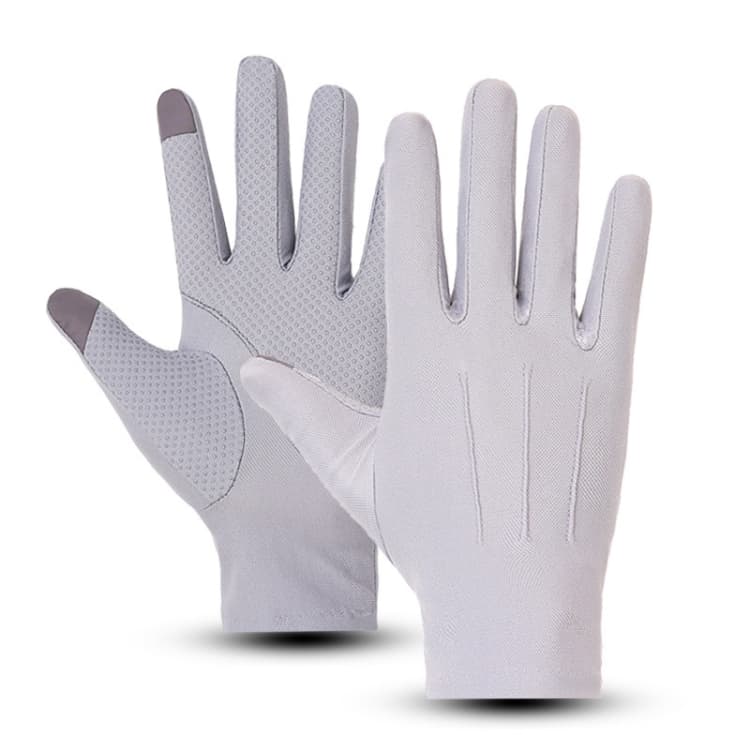 Outdoor Bicycle Riding Fishing Gloves Thin Breathable Anti-UV Sports Ice Silk Gloves, Style: Men Full Finger Gray
