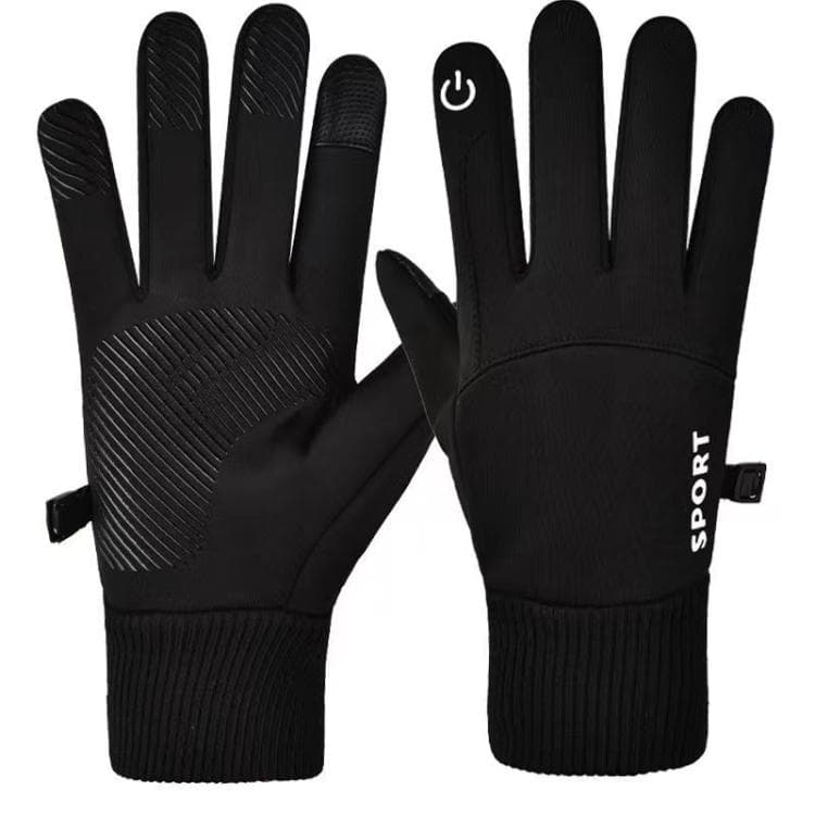 Guanti da ciclismo termici antiscivolo con fodera in pile e compatibilità touchscreen (Nero)