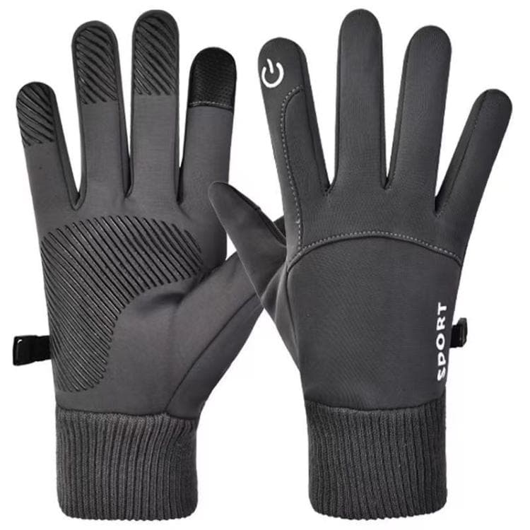 Guanti da ciclismo termici antiscivolo con fodera in pile e compatibilità touchscreen (grigio scuro)