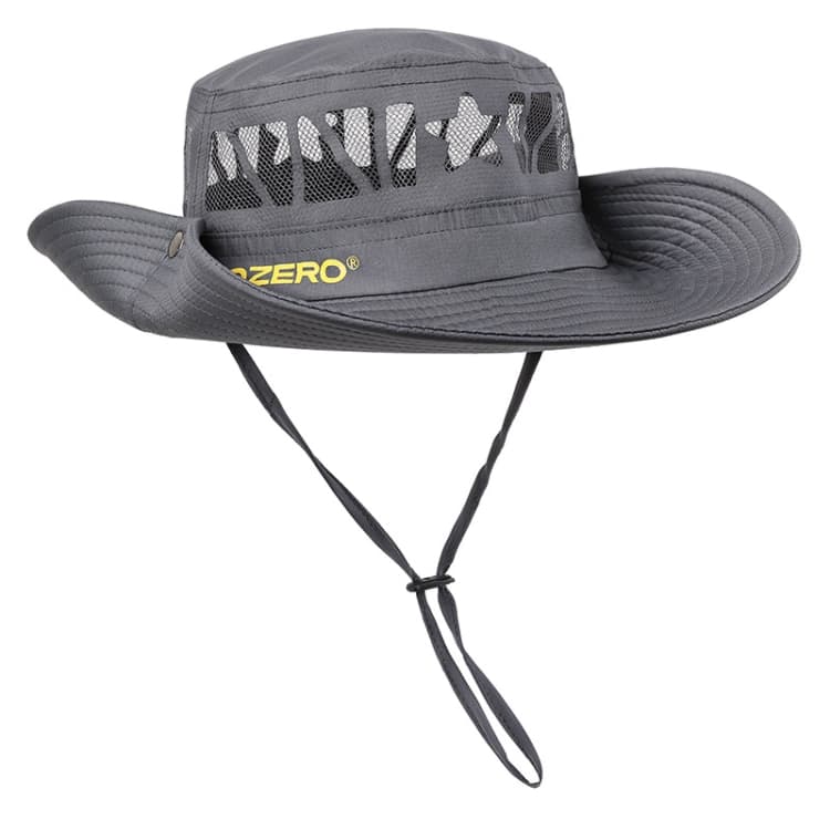 OZERO Summer Sun Shade Sunscreen Hat Outdoor Camping Breathable Large Brim Fisherman Hat, Color: 0069 Gray