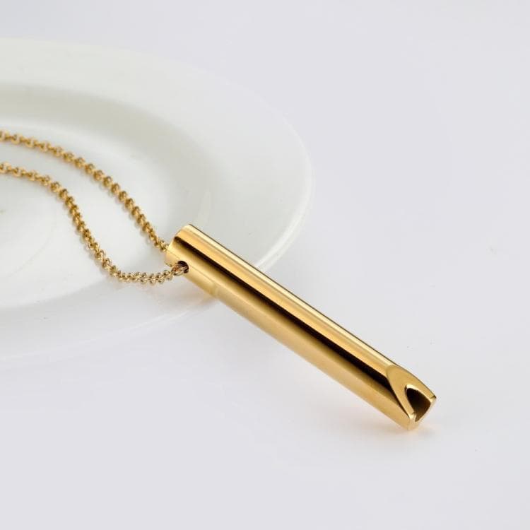 Collana personalizzata 3D decompressione respiratore in acciaio inossidabile regolabile con fischietto (Oro classico)