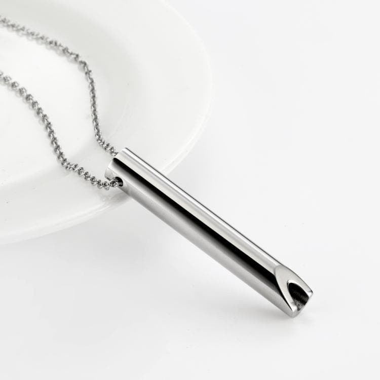 Collana fischietto regolabile in acciaio inossidabile per decompressione 3D personalizzata (colore acciaio classico)