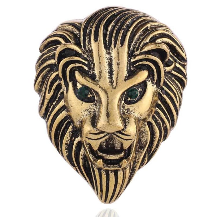 Spilla Leone Creativa Retrò in Lega Animale Distintivo per Cappotto Abito Petto Fiore (Oro)