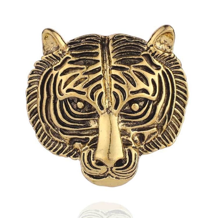 Spilla testa di tigre personalità per uomo, spilla da abito vintage, spilla da colletto (dorata)