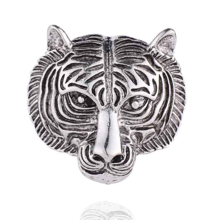 Spilla a testa di tigre per uomo, spilla da bavero vintage, spilla da colletto (argento)