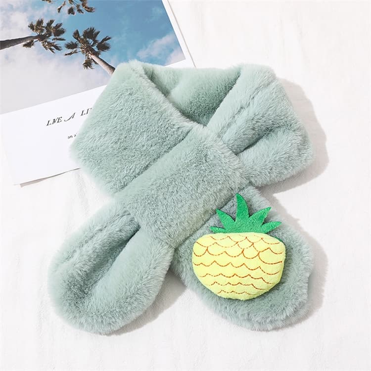 Pineapple+Lake Green Children Winter Plush Warm Scarf, Size:75 x 10cm