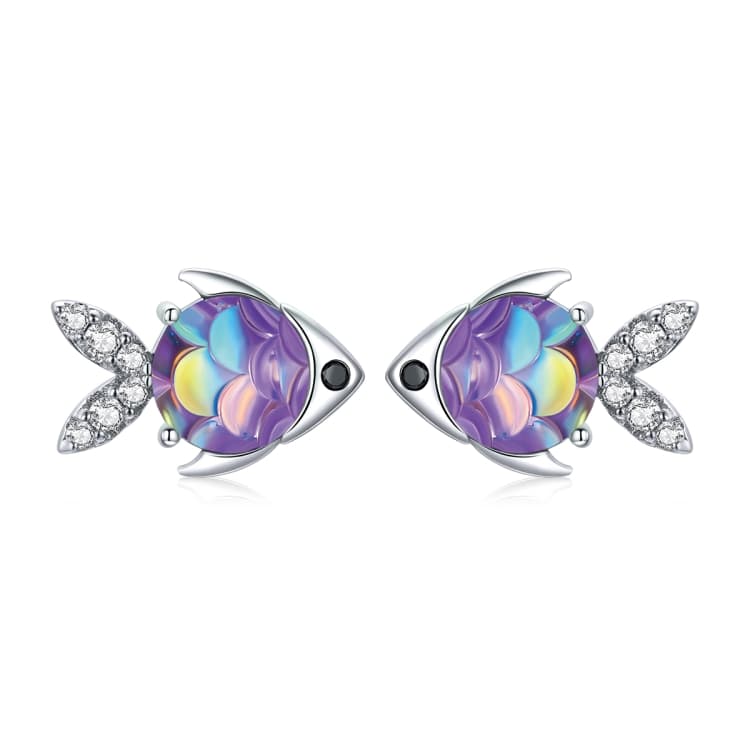 S925 Sterling Silver Happy Fish Women Earrings
