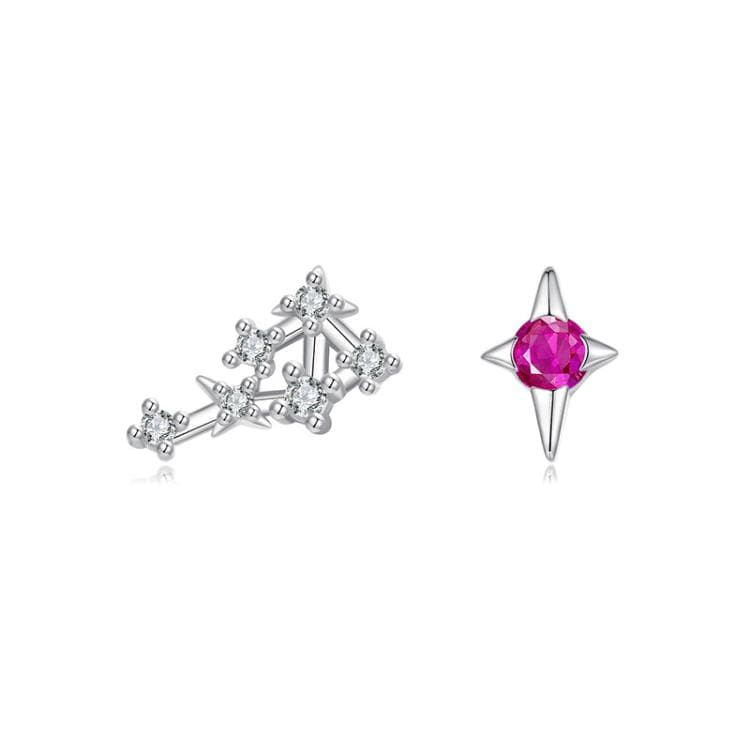 Orecchini a dodici costellazioni in argento sterling S925 con zirconi, specifica: Bilancia