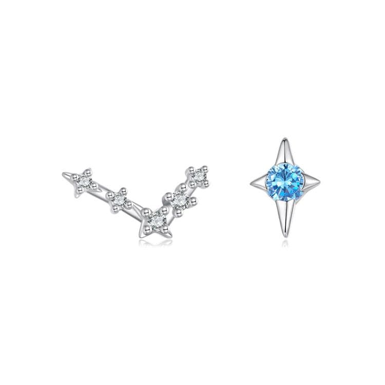 Orecchini a dodici costellazioni in argento sterling S925 con zirconi, specifica: Pesci