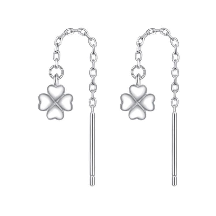 Orecchini a cerchio con trifoglio portafortuna in argento sterling S925 (SCE1833)