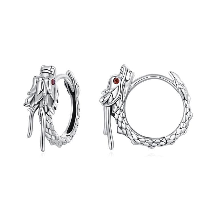 Orecchini a forma di drago volante in argento sterling S925 ossidato (SCE1839)