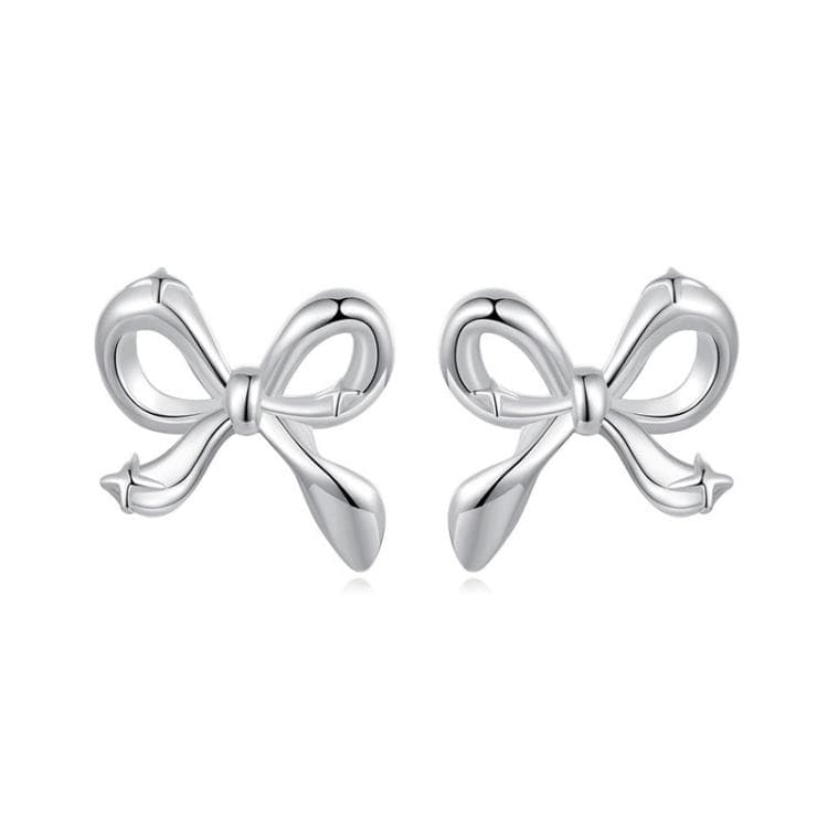 Orecchini a fiocco in argento sterling S925 placcato platino (SCE1838)